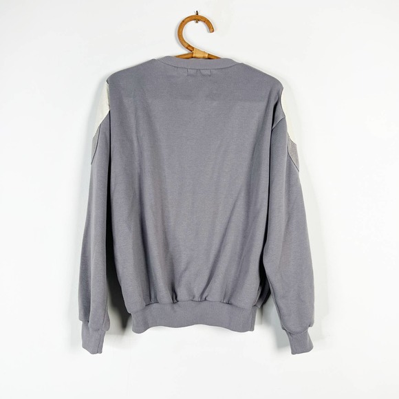 Vintage 80s 90s Ground Rules Grey Sweatshirt White Accent Patches Size Large - Picture 4 of 6